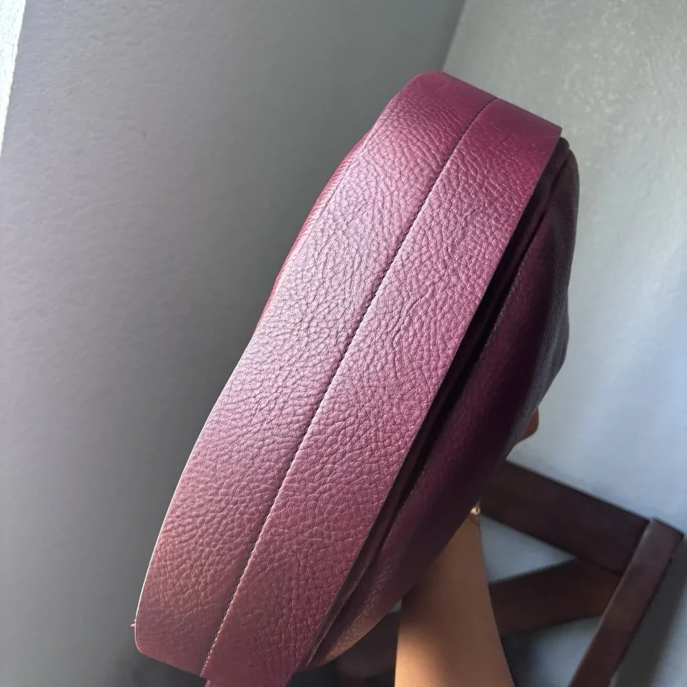 Bruno Rossi Firenze Italian Real Leather Burgundy Hobo Crossbody Shoulder Bag